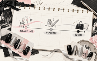 休暇中の長さ出しを検討するとき、施術日とオフ日、仕事復帰日を合わせて考えるイメージ