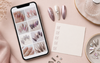 持ち込みネイルの参考画像をスマートフォンで整理するイメージ