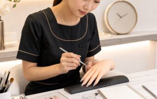 ネイリスト求人の研修と練習時間を確認する女性